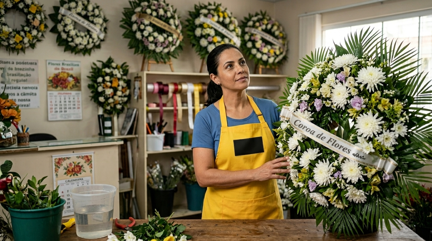 Atendimento da Neyde Flores para pedidos de coroa de flores no Benedito Bentes