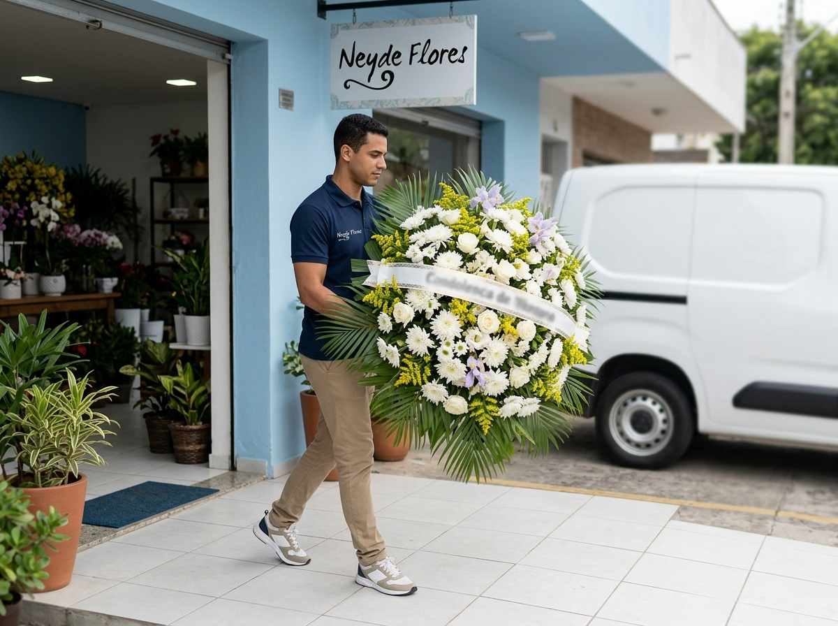 Entrega de coroa de flores no Benedito Bentes pela Neyde Flores